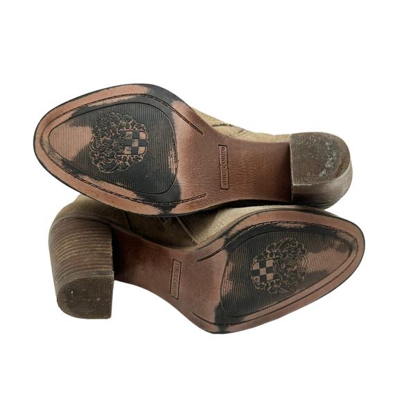 Vince Camuto Fenyia Taupe Perforated Woven Suede Leather Zip Up Ankle Booties - Picture 11 of 11